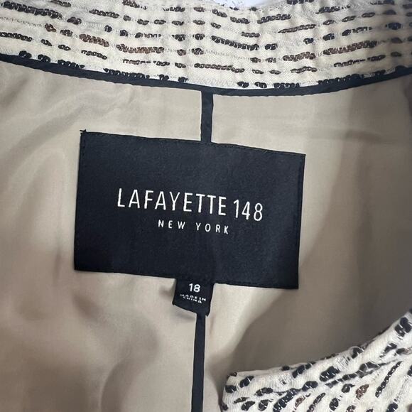 Lafayette 148 Tweed Pattern Evening Jacket neutral Sz 18 - Picture 5 of 5